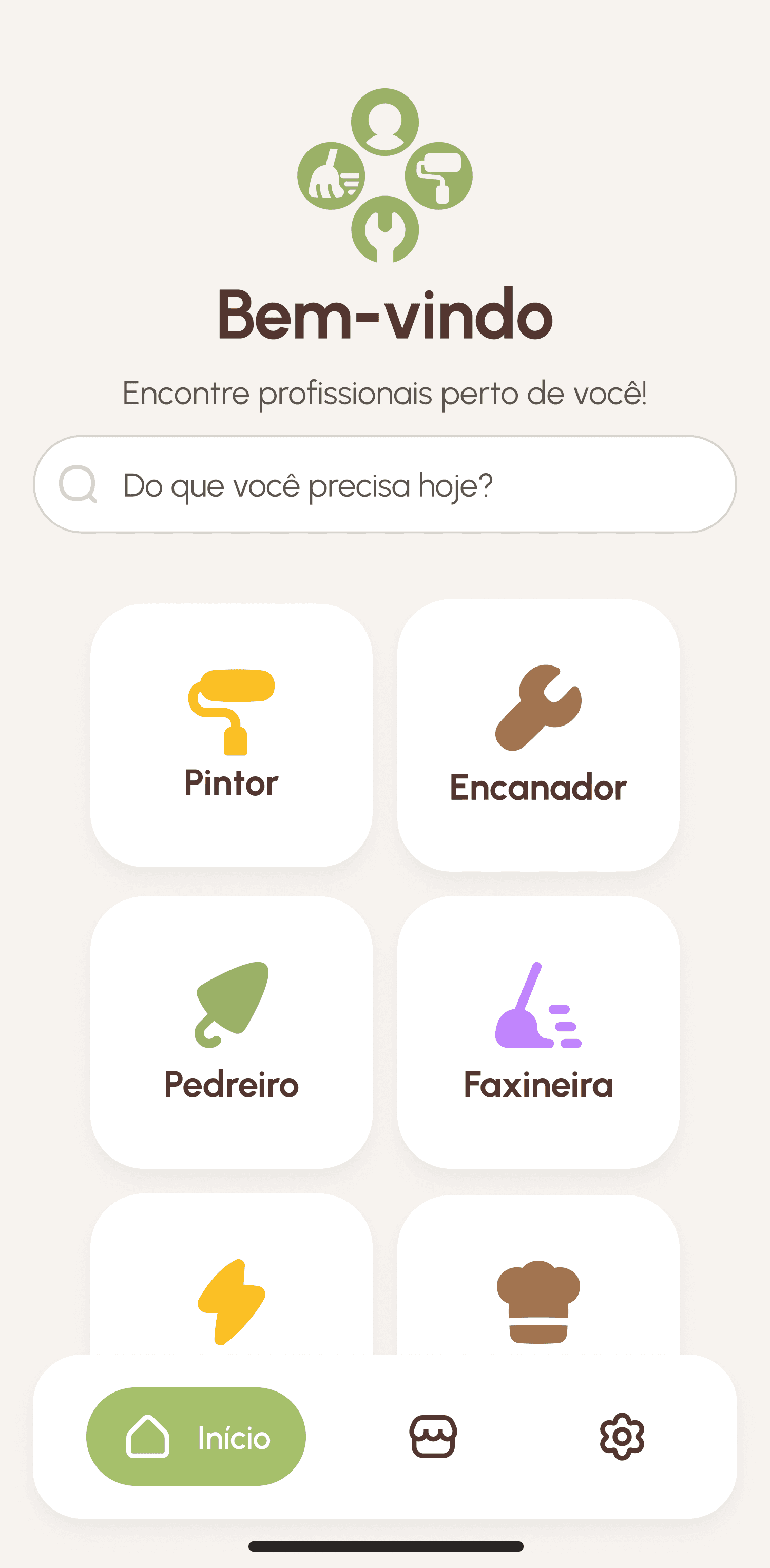 Tela do aplicativo Kombinô mostrando perfil de profissional autônomo